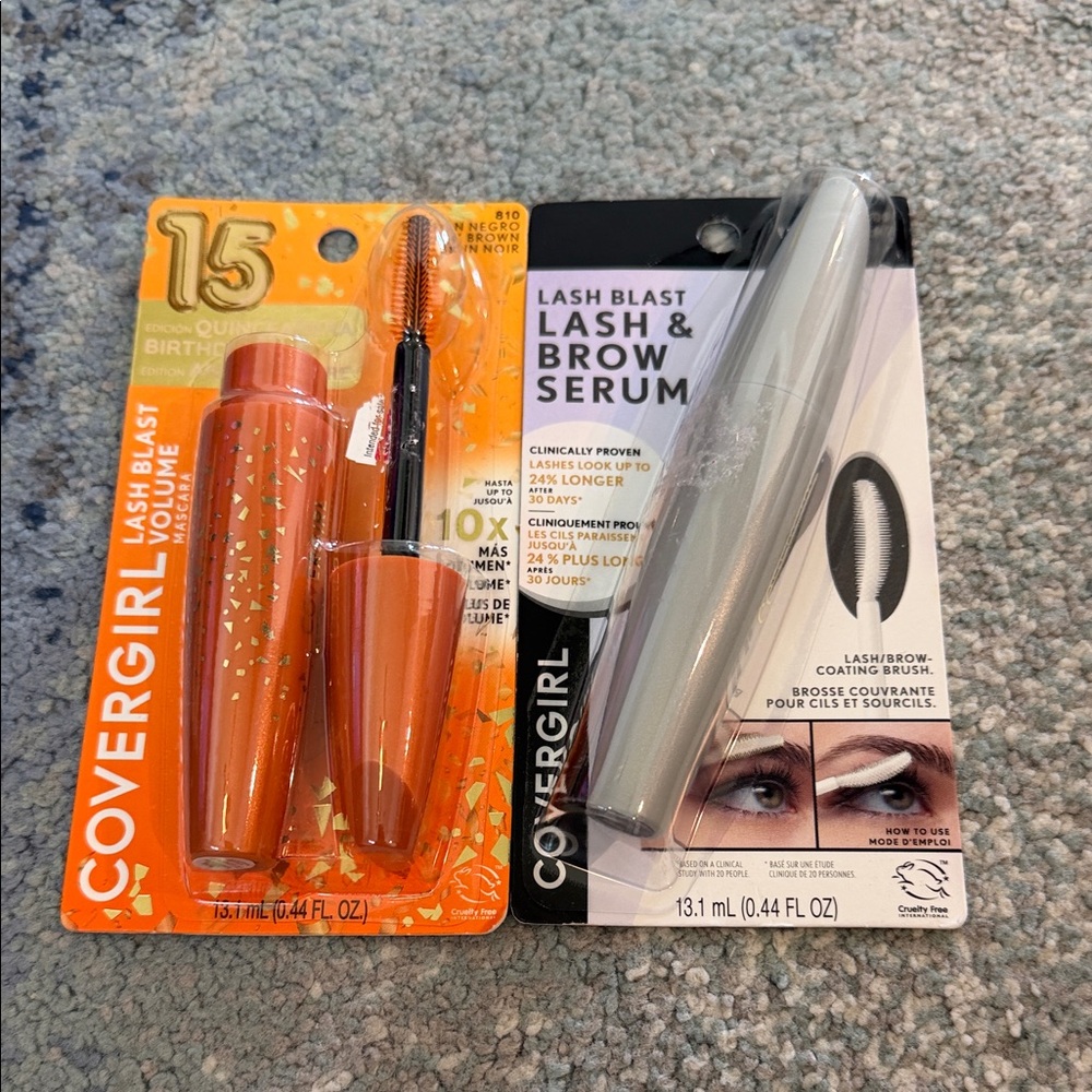 COVERGIRL Lash Blast Volume Mascara in Orange and Lash & Brow Serum in White